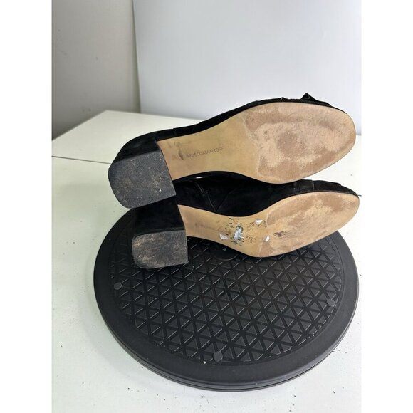Rebecca Minkoff Black Suede Knotted Ankle Boots Block Heel Sz 9M - Picture 5 of 8